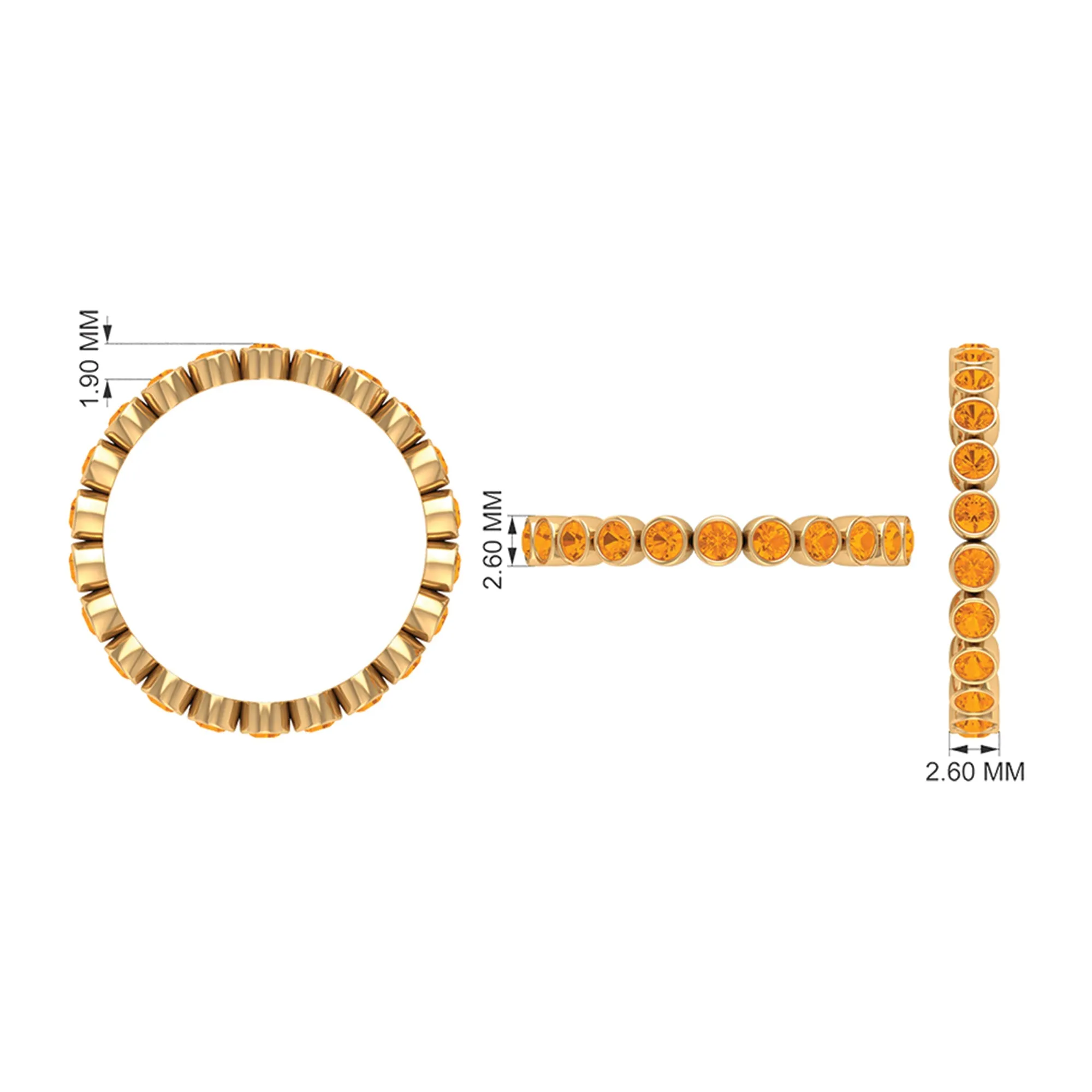 1 CT Bezel Set Orange Sapphire Eternity Ring