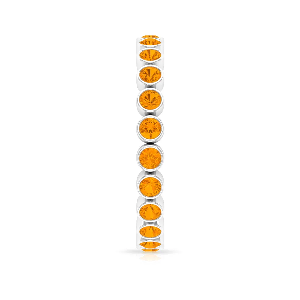 1 CT Bezel Set Orange Sapphire Eternity Ring