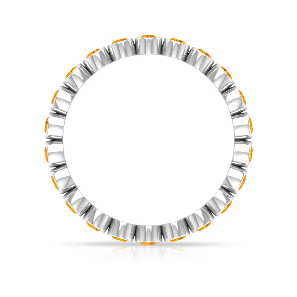 1 CT Bezel Set Orange Sapphire Eternity Ring