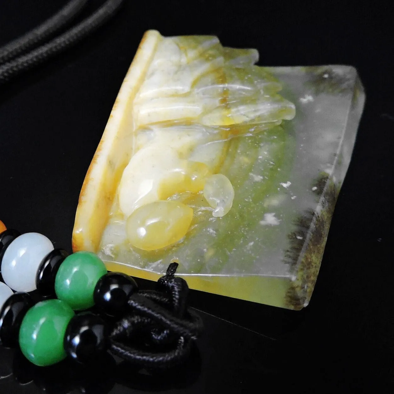 100% Natural Hand-Carved Jade Pendant Jadeite Necklace Buddhist