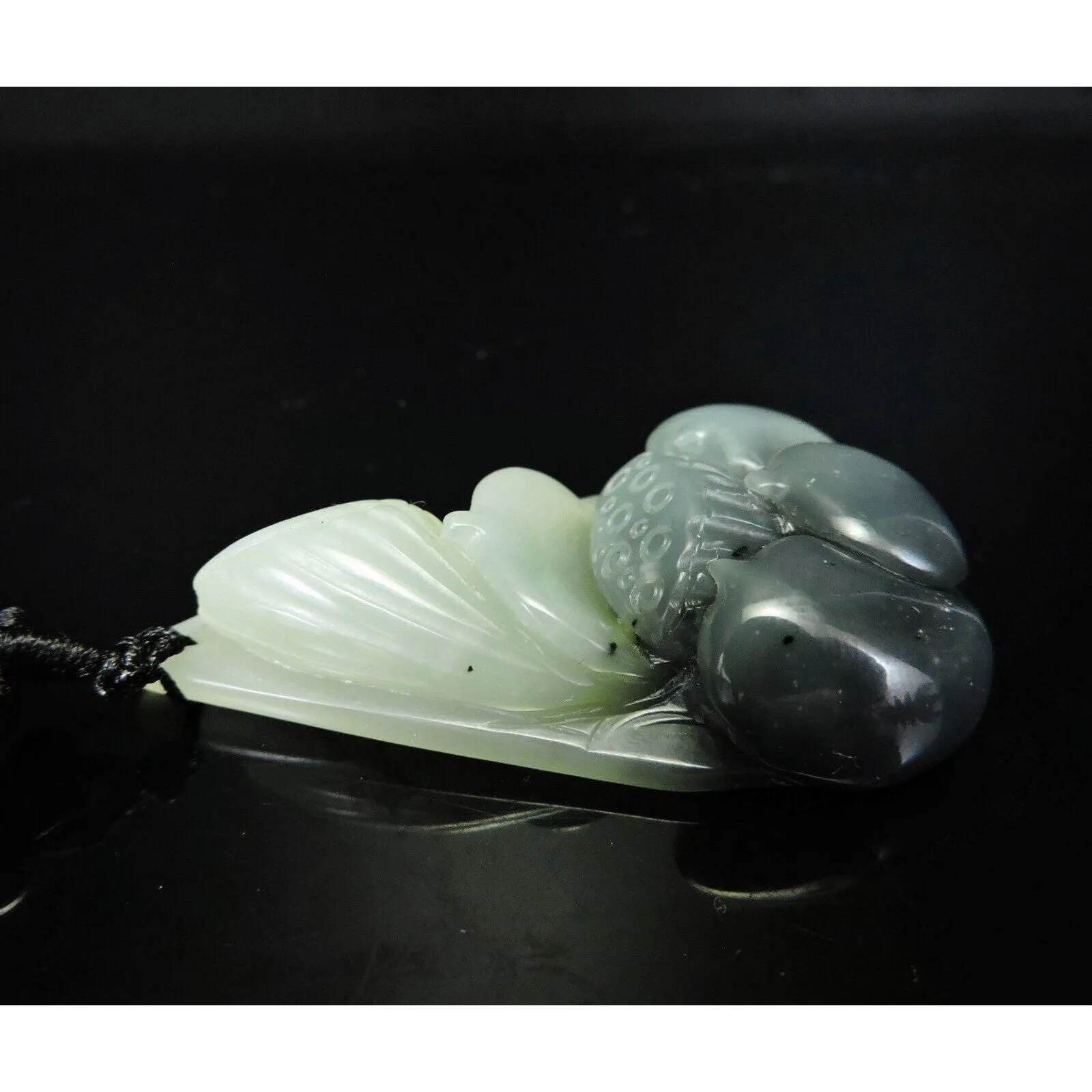 100% Natural Hand-Carved Jade Pendant Jadeite Necklace Lotus Flower