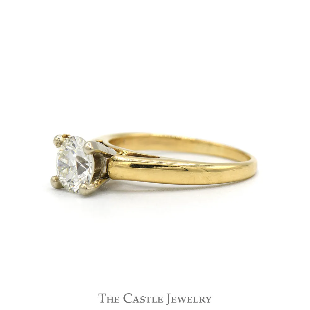 1.03ct Round Diamond Solitaire Engagement Ring in 14k Yellow Gold