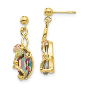 10k Tri-color Black Hills Gold Mystic Topaz Post Dangle Earrings