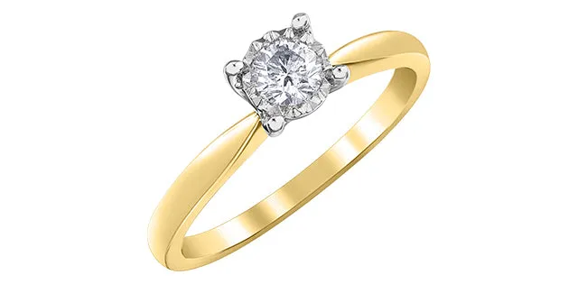 10K Yellow Gold Diamond Solitaire " Illuminaire" Engagement Ring