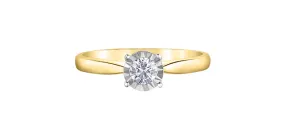 10K Yellow Gold Diamond Solitaire " Illuminaire" Engagement Ring