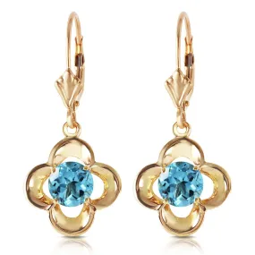 1.1 Carat 14K Solid Yellow Gold Sibylline Blue Topaz Earrings