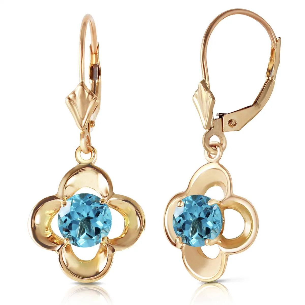 1.1 Carat 14K Solid Yellow Gold Sibylline Blue Topaz Earrings