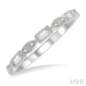 1/10 Ctw Baguette & Round Cut Diamond Stackable Band in 14K White Gold