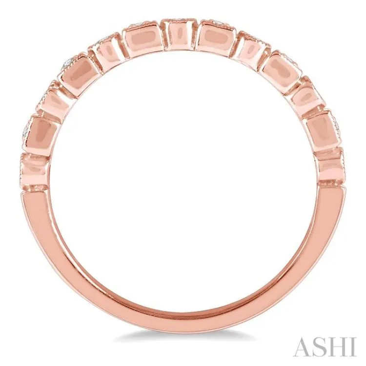 1/10 ctw Square & Circular Mount Round Cut Diamond Stackable Band in 14K Rose Gold