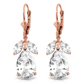 13 Carat 14K Solid Rose Gold Leverback Earrings Natural Rose Topaz