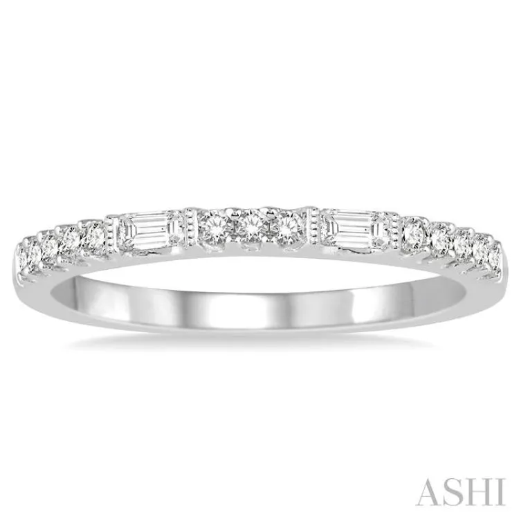 1/4 ctw Baguette and Round Cut Diamond Stack Band in 14K White Gold