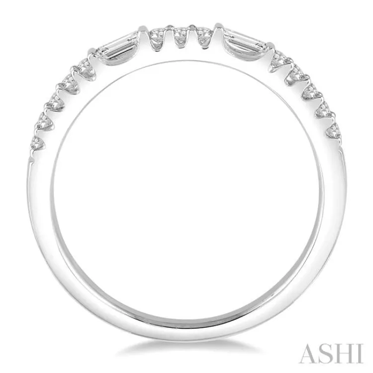 1/4 ctw Baguette and Round Cut Diamond Stack Band in 14K White Gold