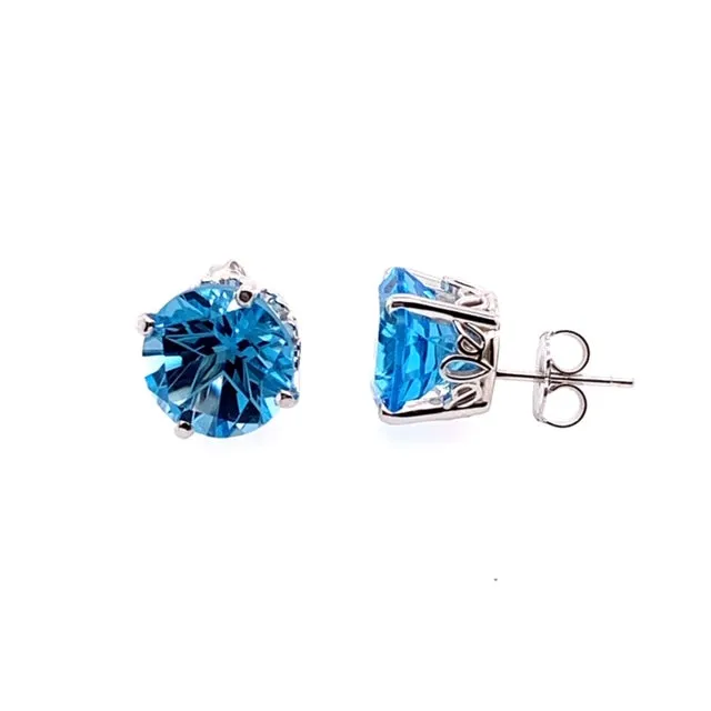 14 White Blue Topazes Gemstone Earrings