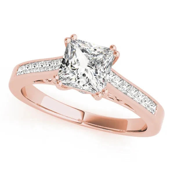 14K Channel Set Princess Cut Engagement Ring