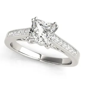 14K Channel Set Princess Cut Engagement Ring