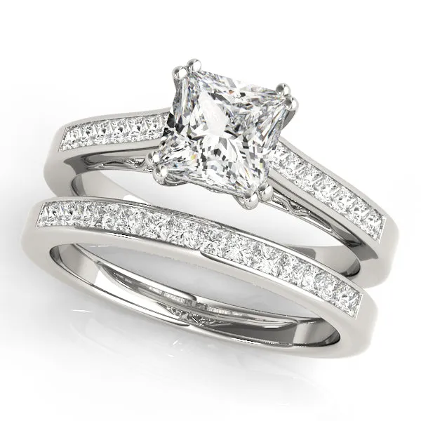 14K Channel Set Princess Cut Engagement Ring