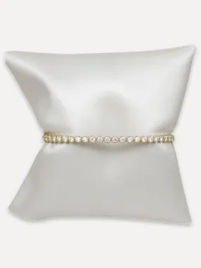 14K Diamond Beaded Bezel Bangle Cuff