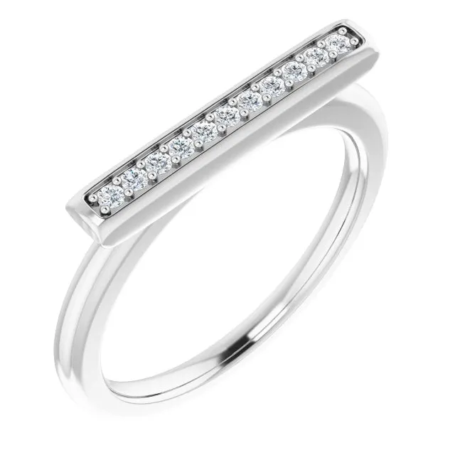 14K Gold 1/10 CTW Natural Diamond Bar Ring