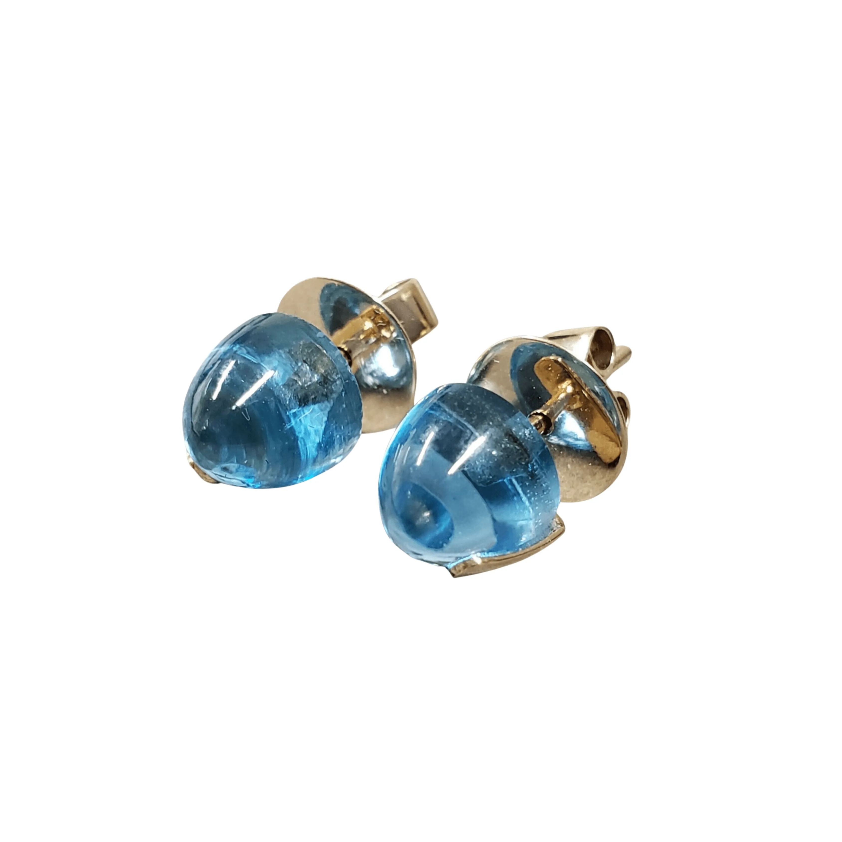 14k Gold Swiss Blue Topaz Birthstone Studs