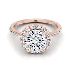 14K Rose Gold Diamond Diamond Halo Diamond Pave Engagement Ring -3/8ctw