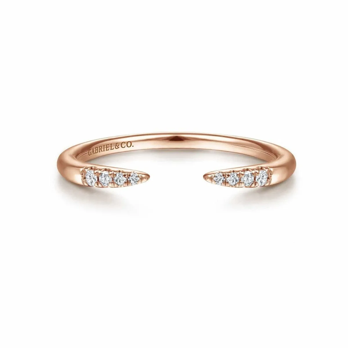 14K Rose Gold Open Diamond Tipped Stackable Ring - LR51177K45JJ