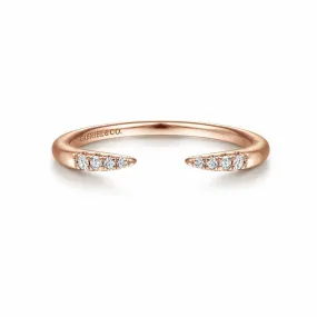 14K Rose Gold Open Diamond Tipped Stackable Ring - LR51177K45JJ