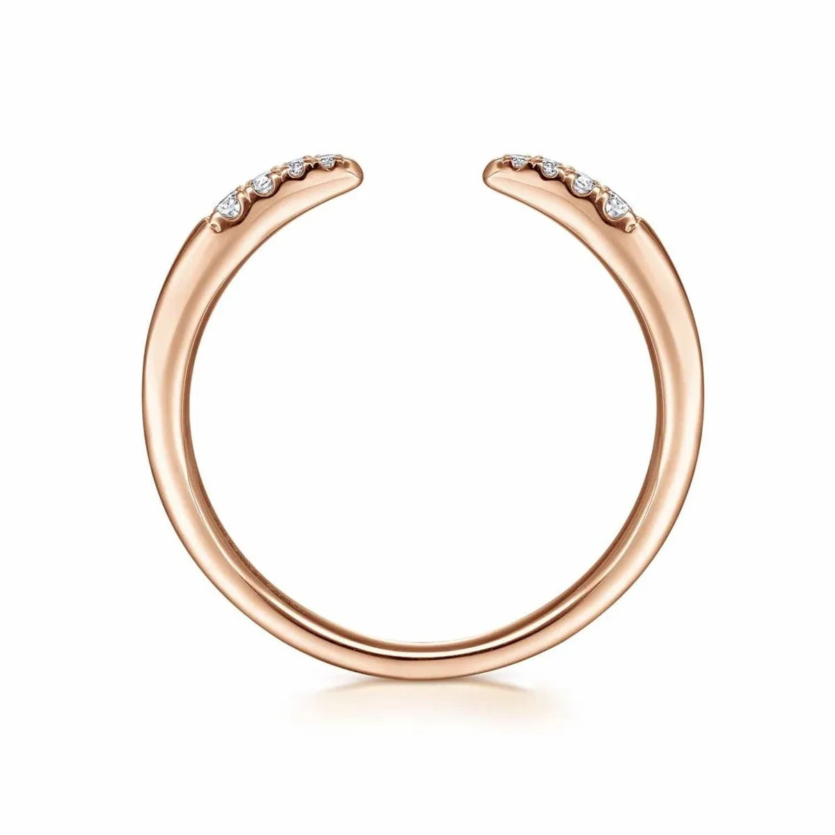 14K Rose Gold Open Diamond Tipped Stackable Ring - LR51177K45JJ