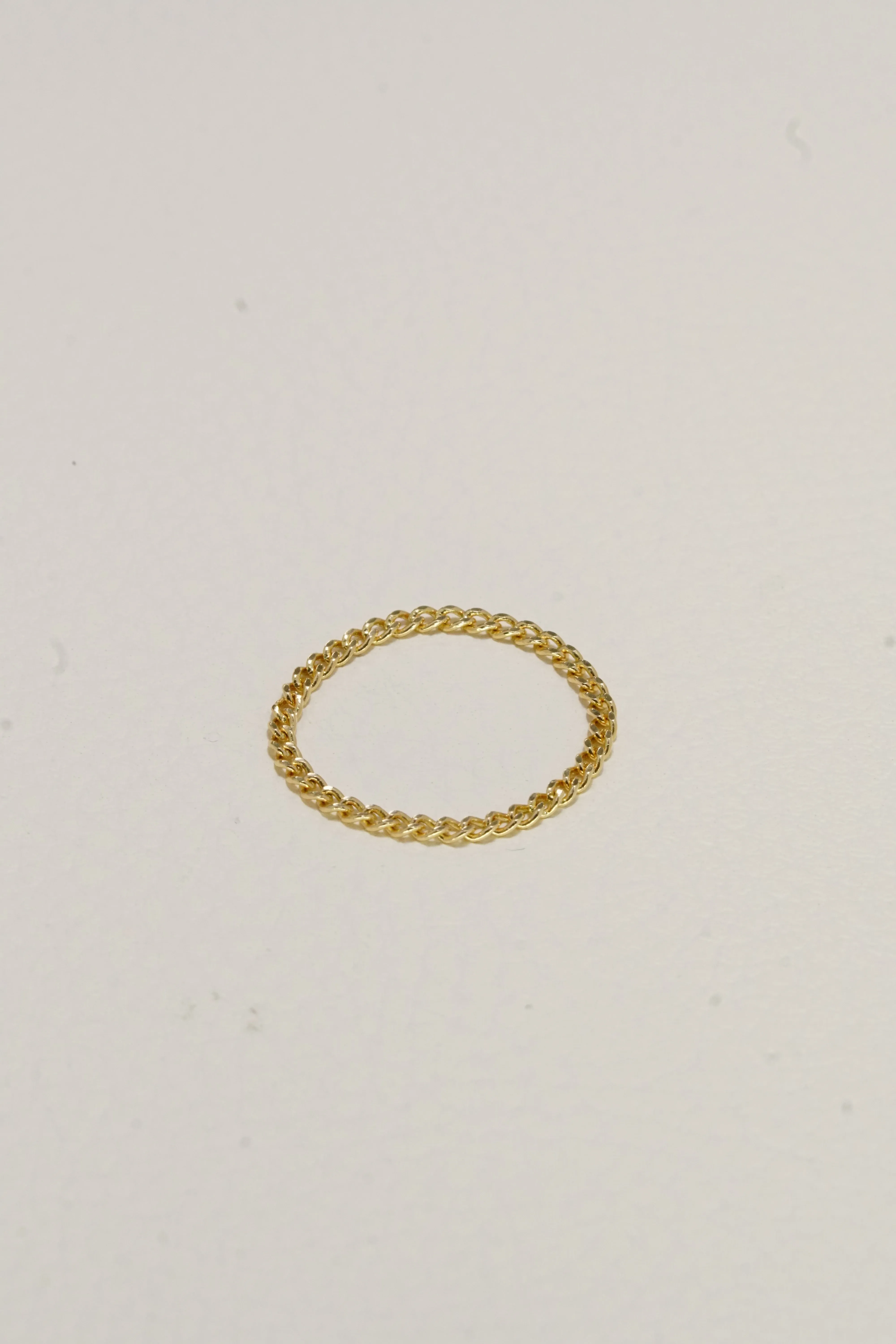 14K Solid Gold Flat Cuban Chain Stackable Ring