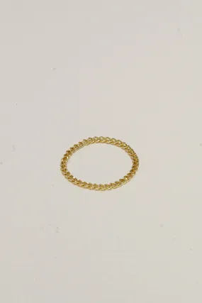 14K Solid Gold Flat Cuban Chain Stackable Ring