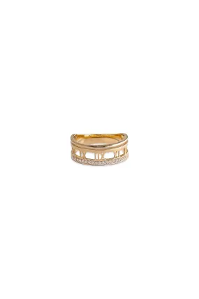 14K Solid Gold Roman Numeral Lab Create Stone Stackable Ring (7mm Thickness)