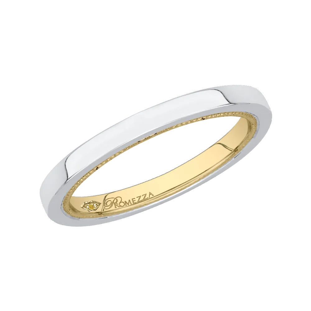 14K Two Tone Gold Plain Wedding Band