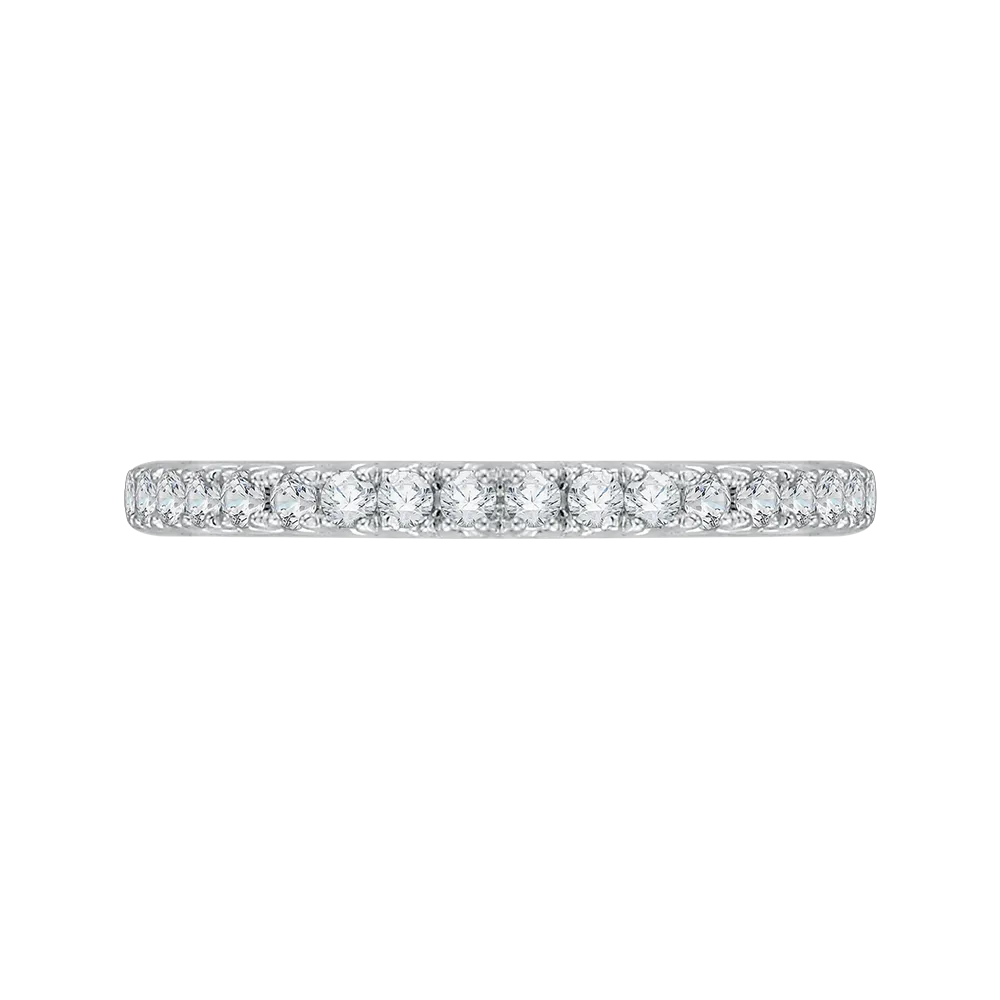 14K Two Tone Gold Round Diamond Half Eternity Wedding Band