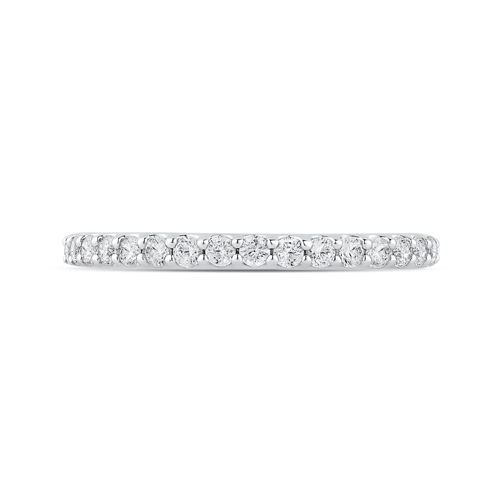 14K Two Tone Gold Round Diamond Half Eternity Wedding Band