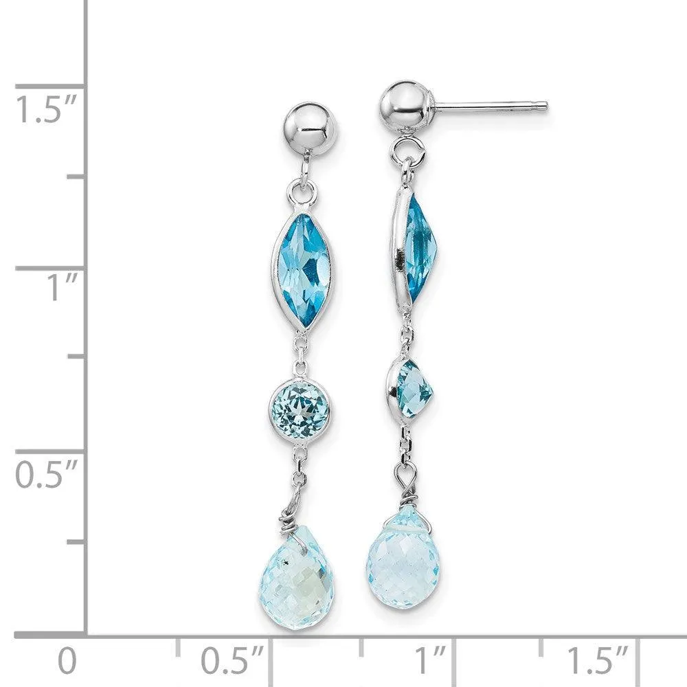 14K WG Blue Topaz Post Earrings