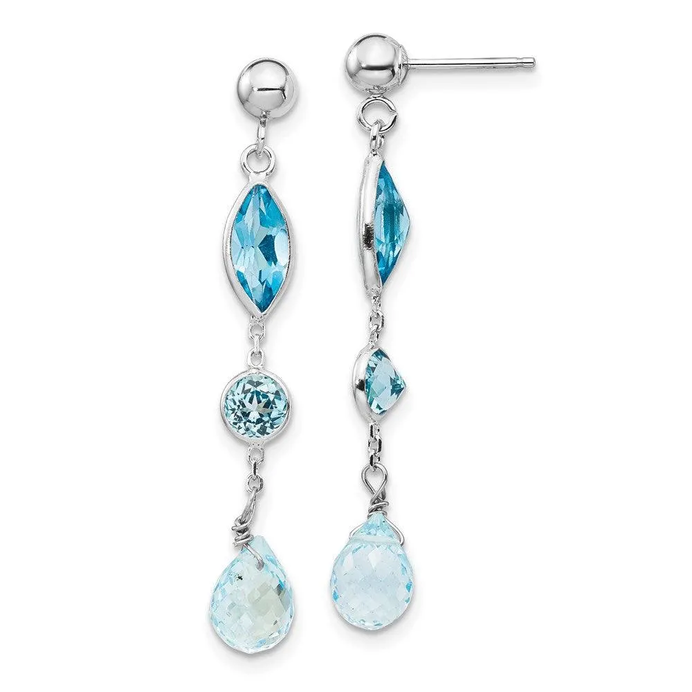 14K WG Blue Topaz Post Earrings