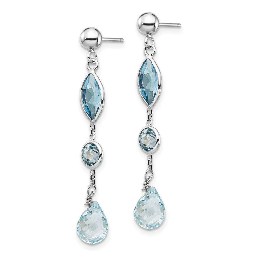 14K WG Blue Topaz Post Earrings