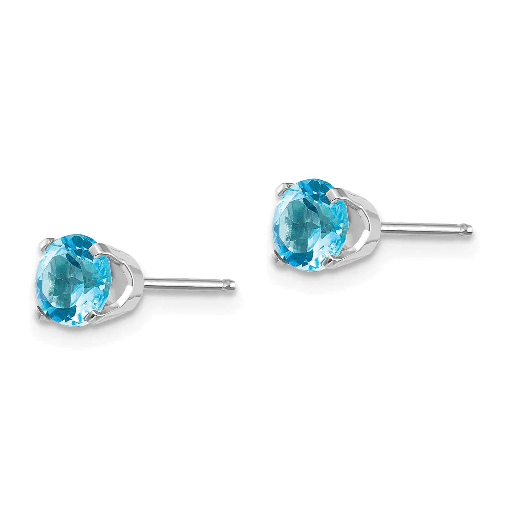 14k White Gold Blue Topaz Birthstone Earrings