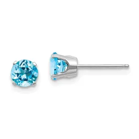 14k White Gold Blue Topaz Birthstone Earrings