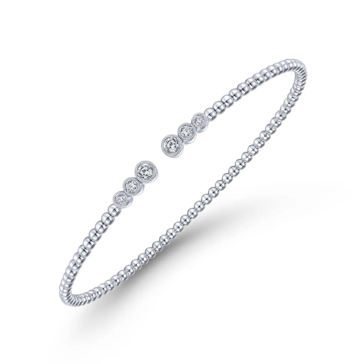 14K White Gold Bujukan Split Cuff Bracelet with Diamonds - BG4120-62W45JJ