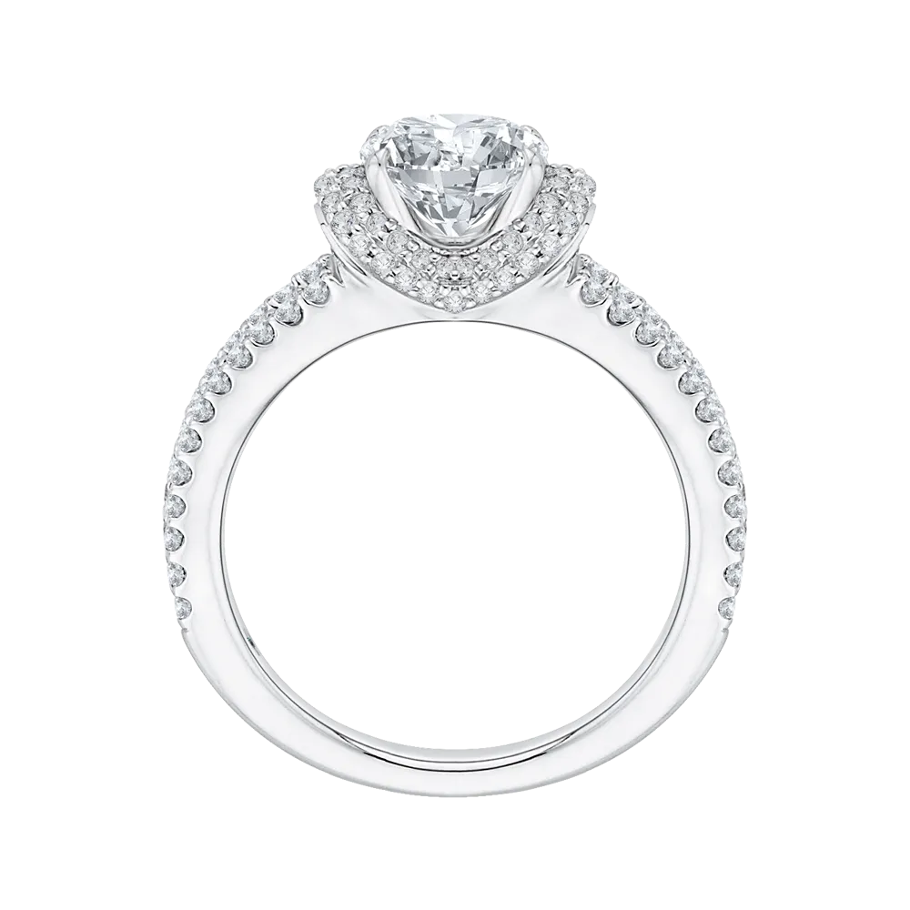 14K White Gold Cushion Cut Diamond Engagement Ring with Split Shank (Semi Mount)