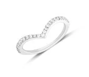 14K White Gold Diamond Chevron Band