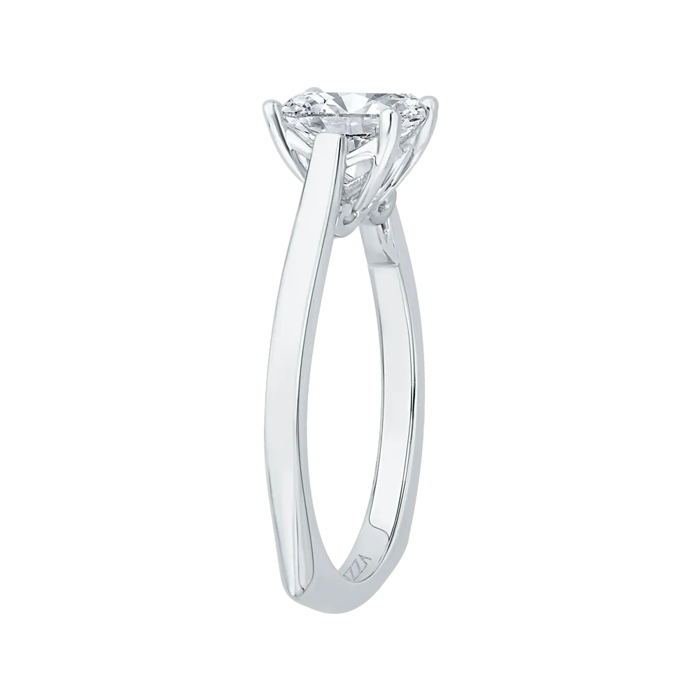 14K White Gold Emerald Cut Diamond Solitaire Engagement Ring (Semi Mount)