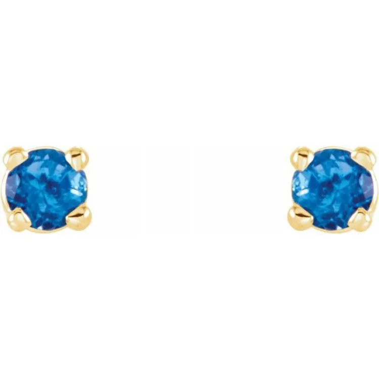 14K Yellow 2.5 mm Natural Swiss Blue Topaz Stud Earrings