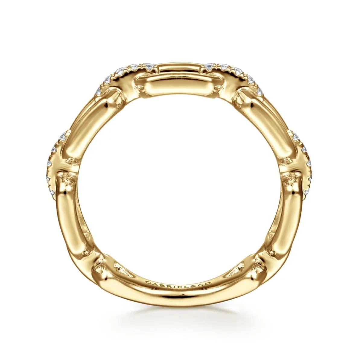 14K Yellow Gold Chain Link Ring Band with Diamond Connectors - LR51248Y45JJ