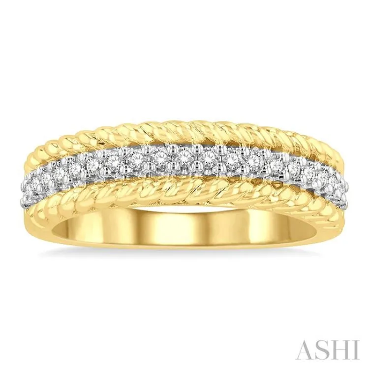 1/5 ctw Rope Border Round Cut Diamond Fashion Band in 14K Yellow Gold