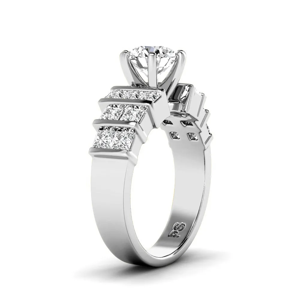 1.55-2.70 CT Princess & Round Cut Diamonds - Engagement Ring