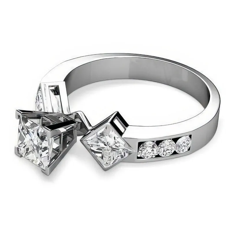 1.55-2.70 CT Round & Princess Cut Diamonds - Engagement Ring