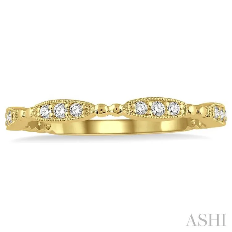 1/6 ctw Marquise Mount Round Cut Diamond Stackable Band in 14K Yellow Gold