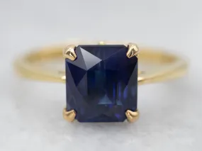 18K Gold Sapphire Solitaire Engagement Ring