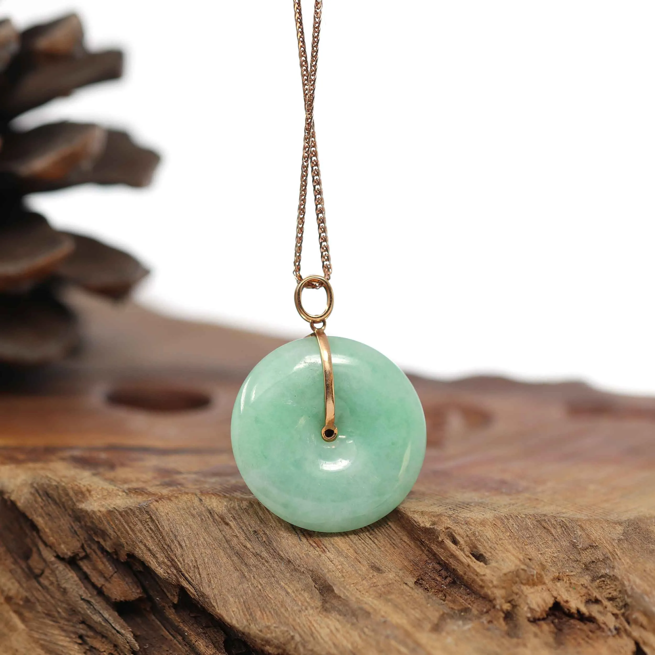 18k Rose Gold Genuine Jadeite Constellation (Virgo) Necklace Pendant